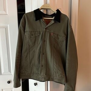 Levi's Olive Green Jacket with Black Corduroy Collar